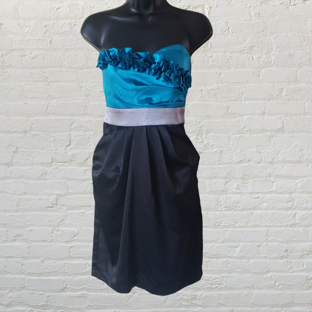 Women's Junior Strapless Formal Satin Mini Dress Size 5